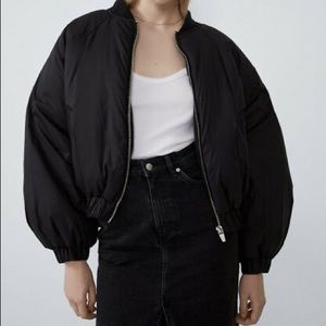 Zara Oversized Black Bomber Jacket